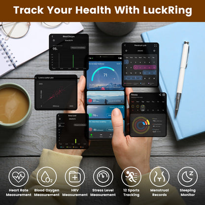 AUREVIAN Smart Ring Health Tracker Fitness Sleep Stress HRV Tracker With Charging Case Magnetic Charging Cable For Women & Men Compatible With IOS & Android 7-Day Battery Life Size 7 Size 8 Size9 Size10