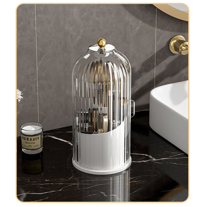 AUREVIAN 360  Rotating Makeup Brush Holder Storage Box Desktop Cosmetic Organizer W  Lid
