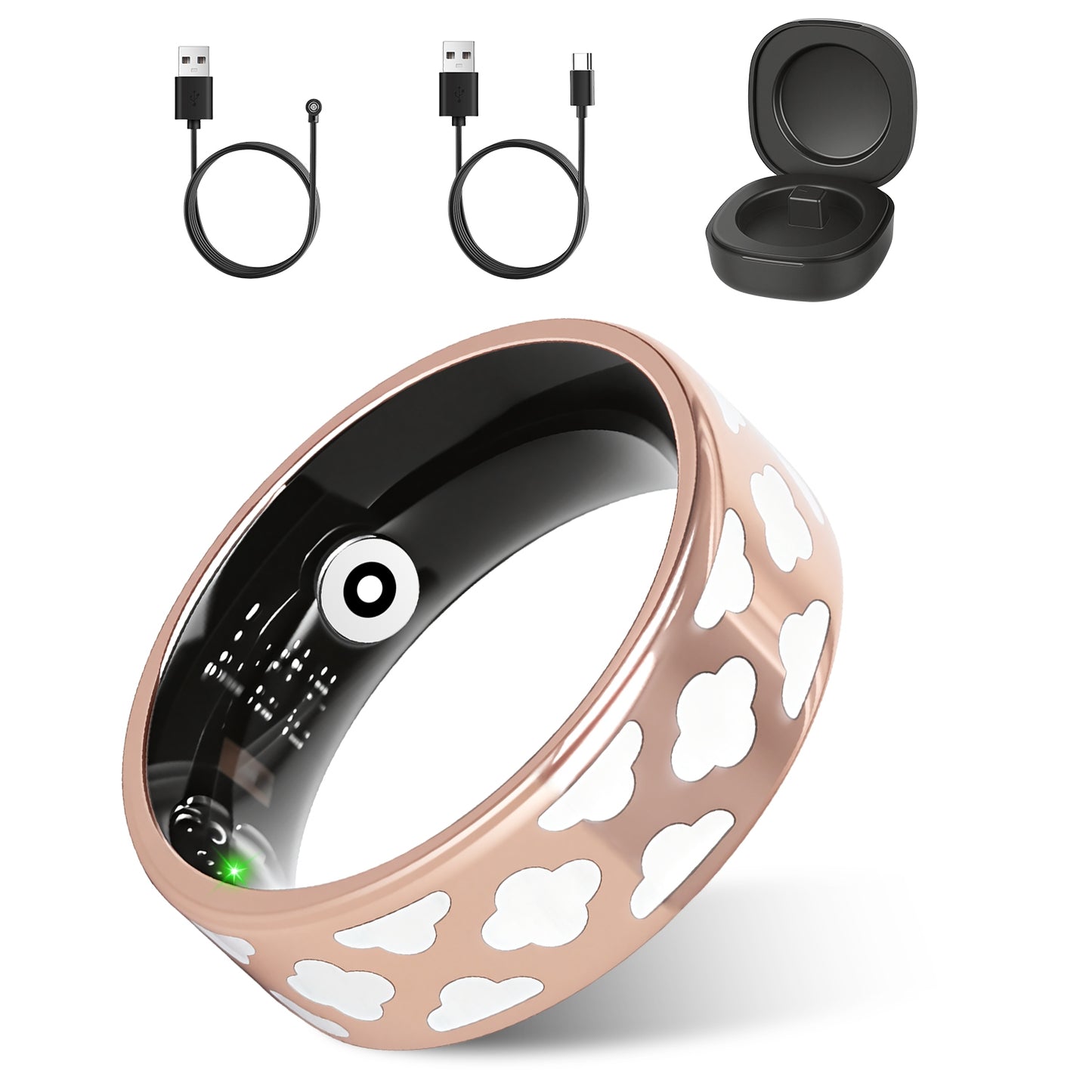 AUREVIAN Smart Ring Health Tracker Fitness Sleep Stress HRV Tracker With Charging Case Magnetic Charging Cable For Women & Men Compatible With IOS & Android 7-Day Battery Life Size 7 Size 8 Size9 Size10