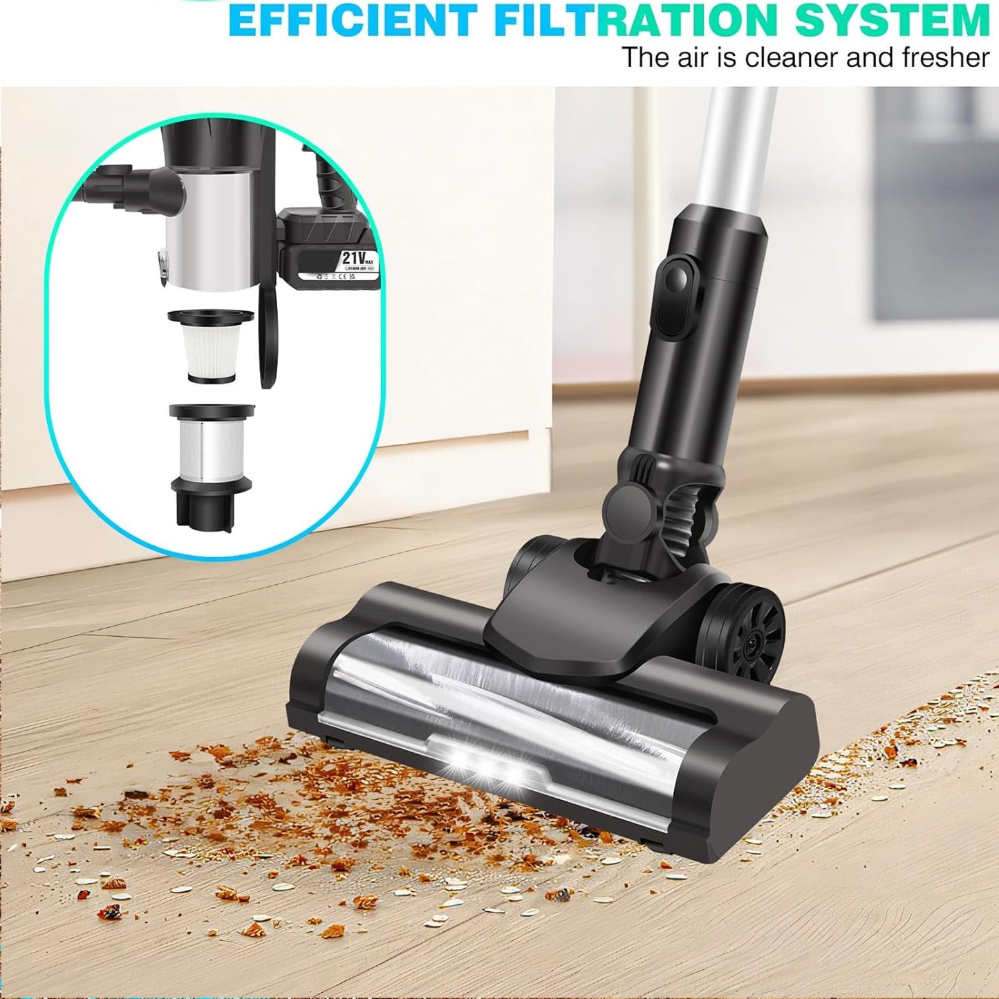 AUREVIAN 12VBlack Cordless Vacuum Cleaner