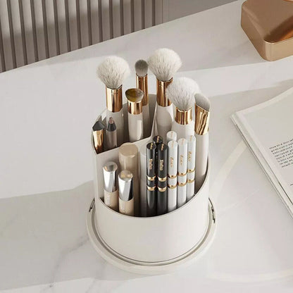 AUREVIAN 360  Rotating Makeup Brush Holder Storage Box Desktop Cosmetic Organizer W  Lid