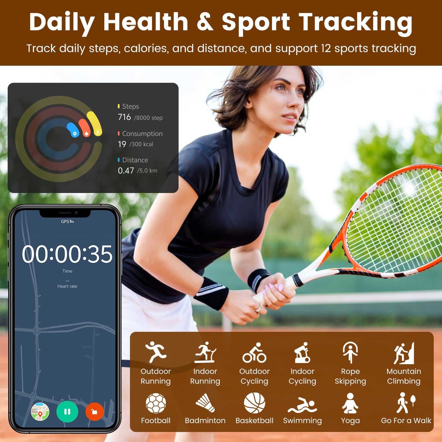AUREVIAN Smart Ring Health Tracker Fitness Sleep Stress HRV Tracker With Charging Case Magnetic Charging Cable For Women & Men Compatible With IOS & Android 7-Day Battery Life Size 7 Size 8 Size9 Size10