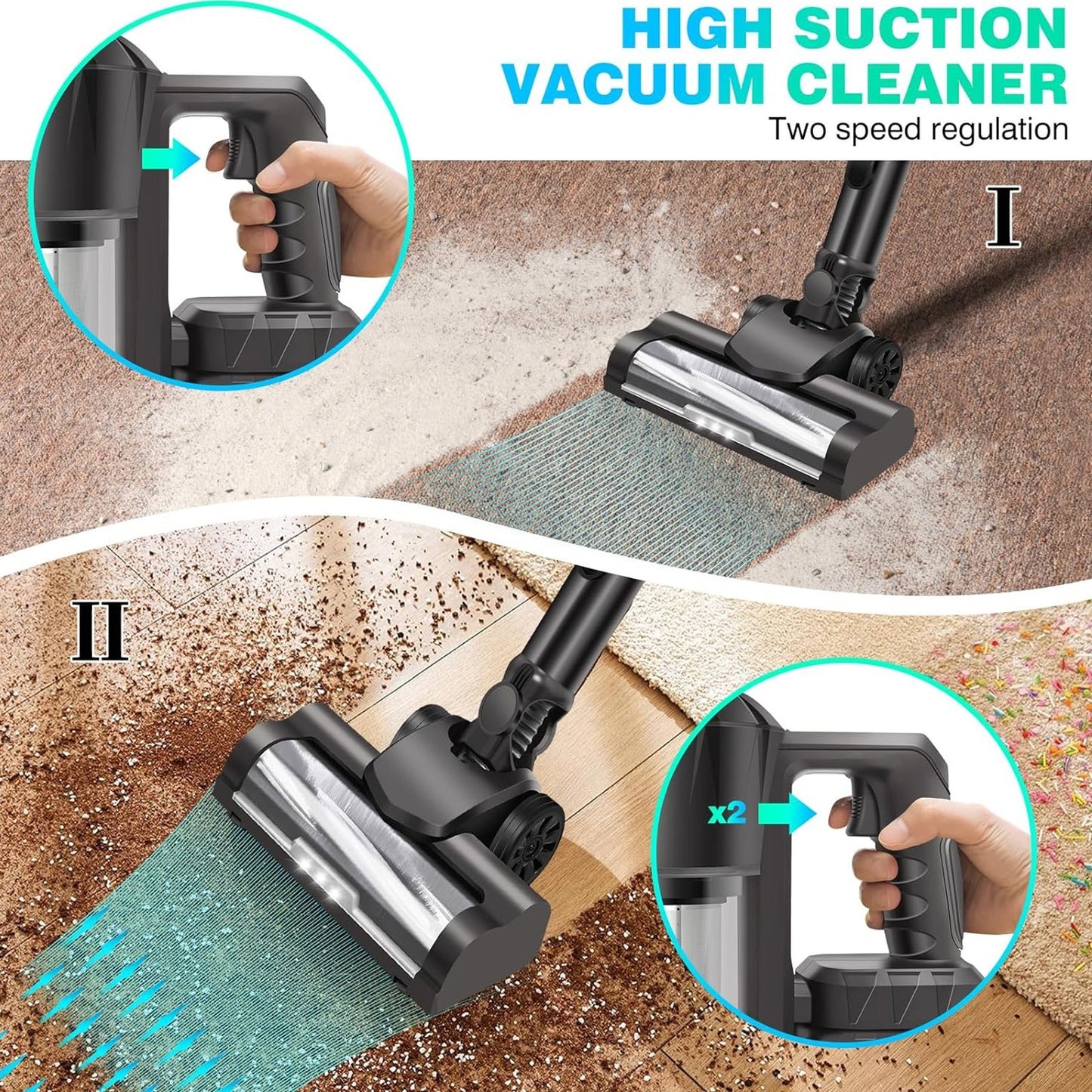 AUREVIAN 12VBlack Cordless Vacuum Cleaner