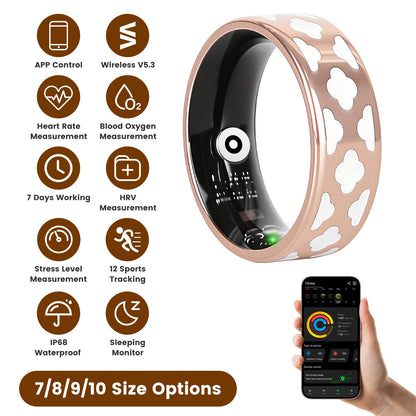 AUREVIAN Smart Ring Health Tracker Fitness Sleep Stress HRV Tracker With Charging Case Magnetic Charging Cable For Women & Men Compatible With IOS & Android 7-Day Battery Life Size 7 Size 8 Size9 Size10